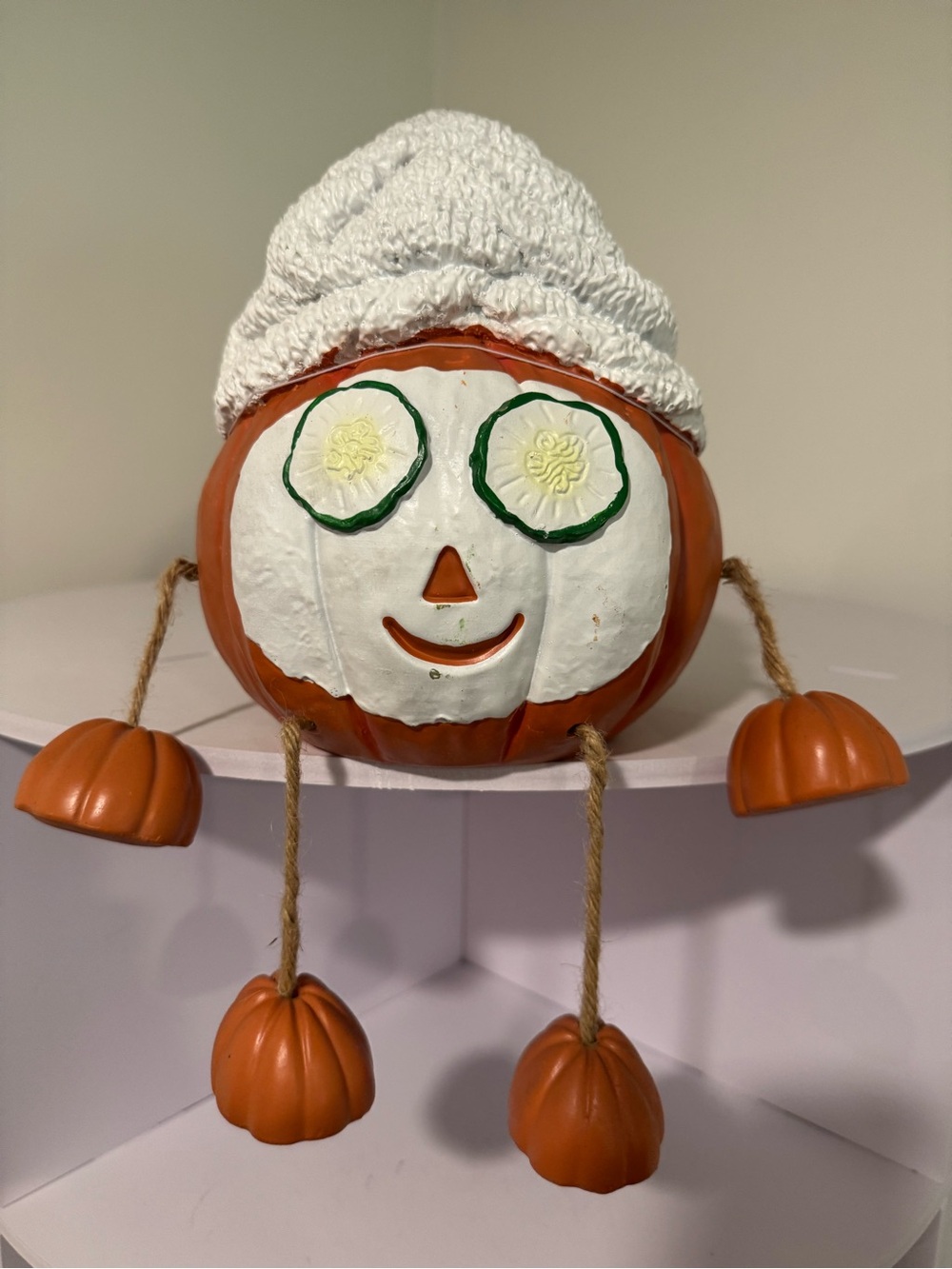 Orange Pumpkin Spa Face Holiday Decor